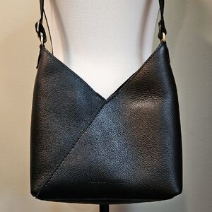 Portland Leather Naomi Black Pebbled Shoulder Or Crossbody Purse Bag Sz Small